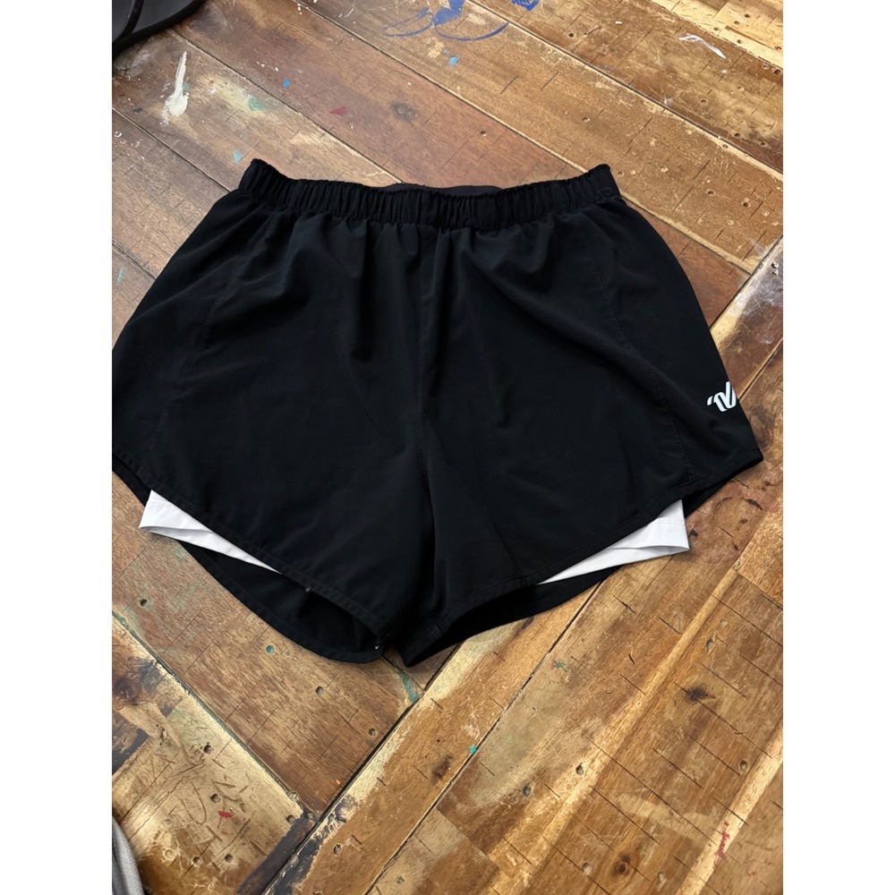 Varsity Spirit Womens Black White 2-in-1 Athletic Cheer Shorts Size S